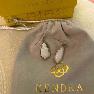 Kendra Scott opal earrings in silver setting